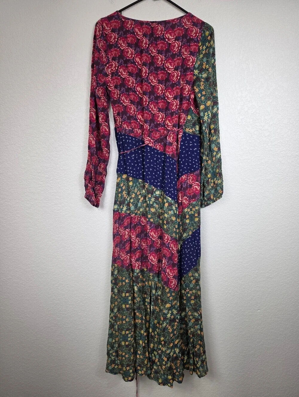 Free People Patchwork Floral Wrap Midi Dress